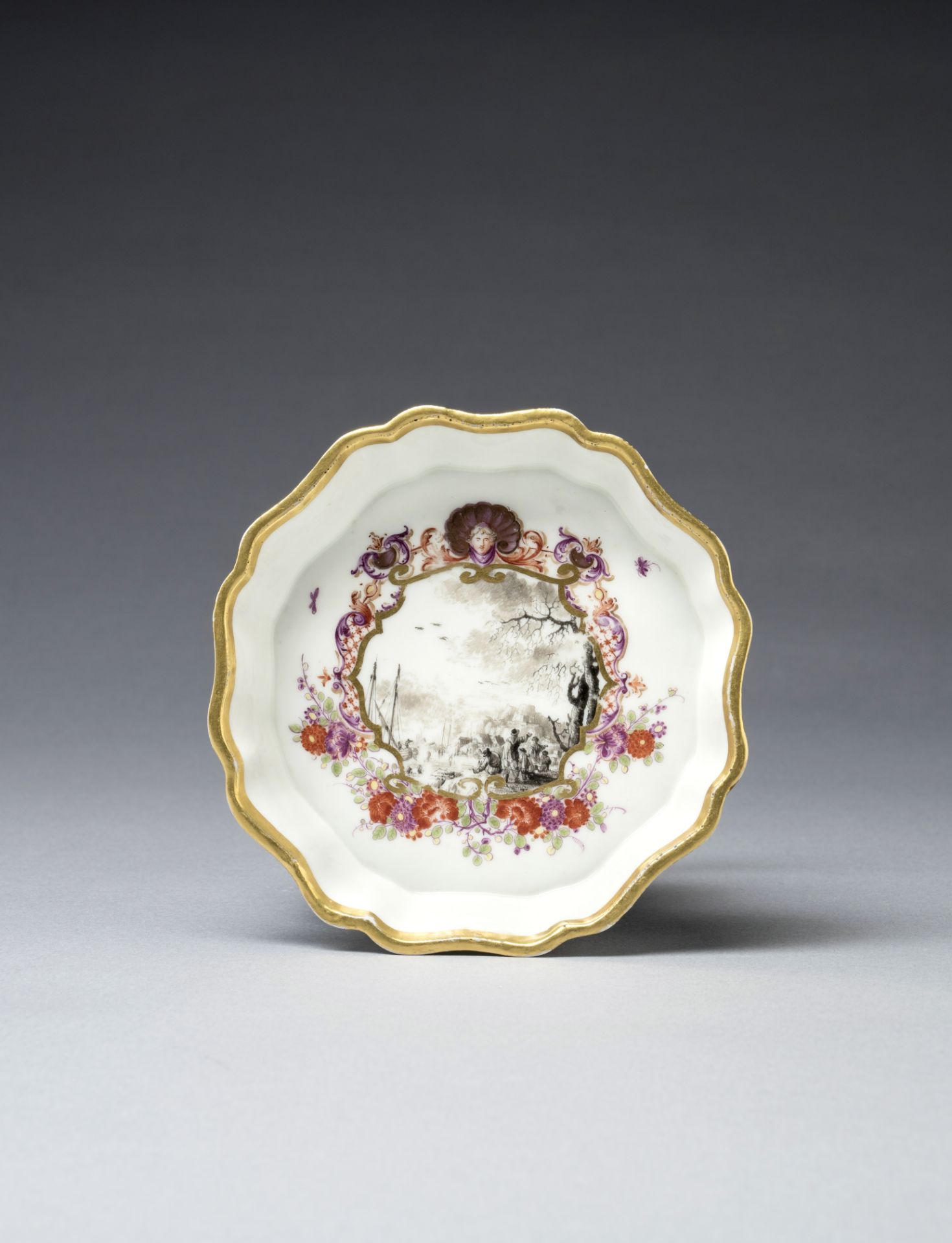 A Meissen lobed teapot stand, circa 1735-40