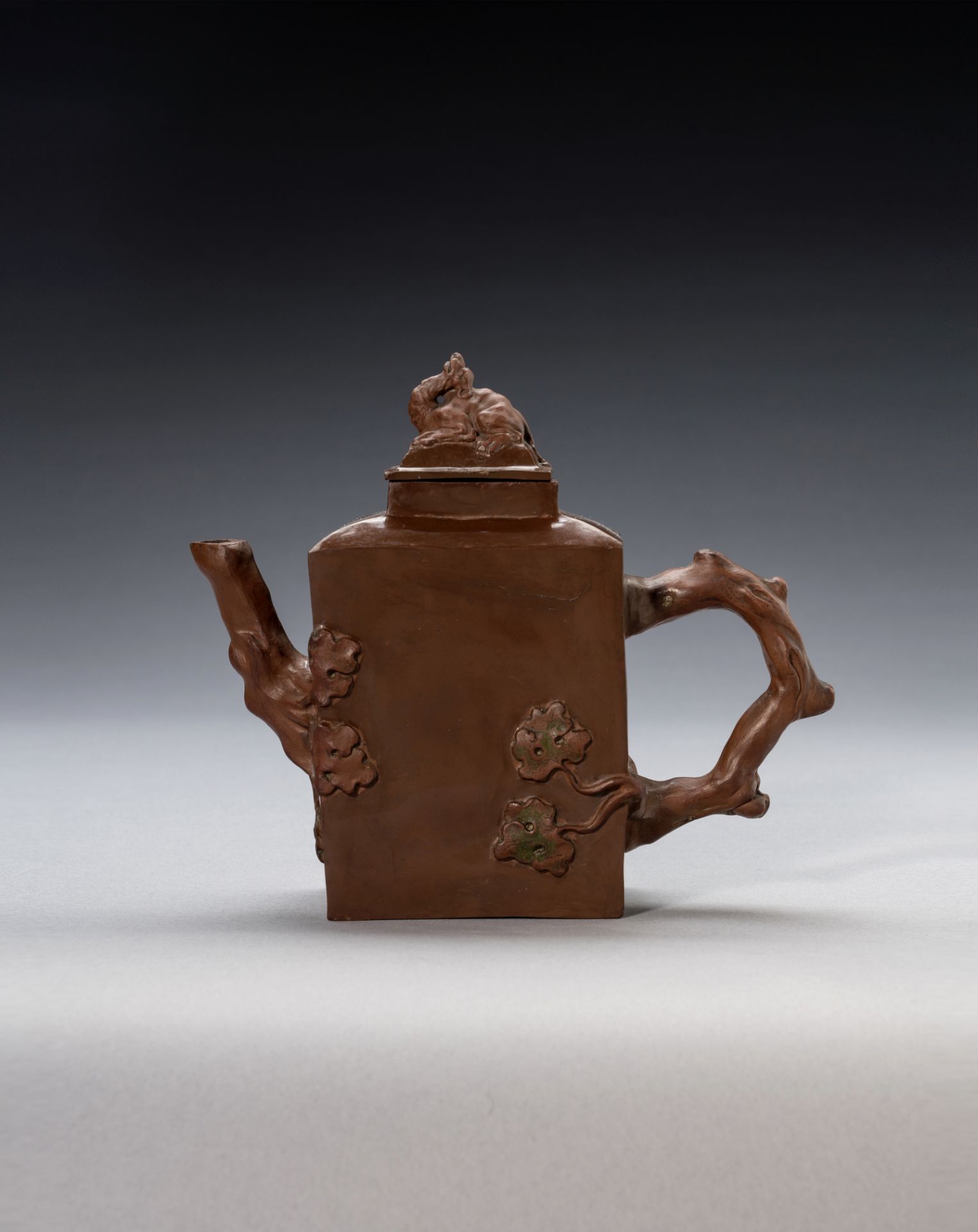 A very rare polished stoneware teapot and cover, probably Plaue a.d. Havel, circa 1720