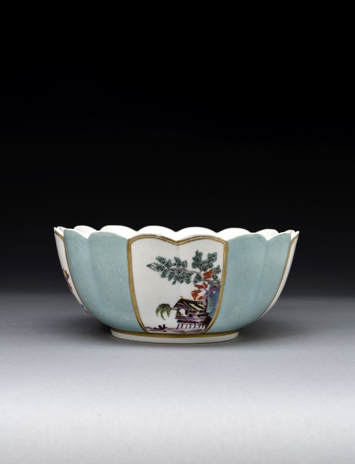 A Meissen turquoise-ground lobed bowl, circa 1735