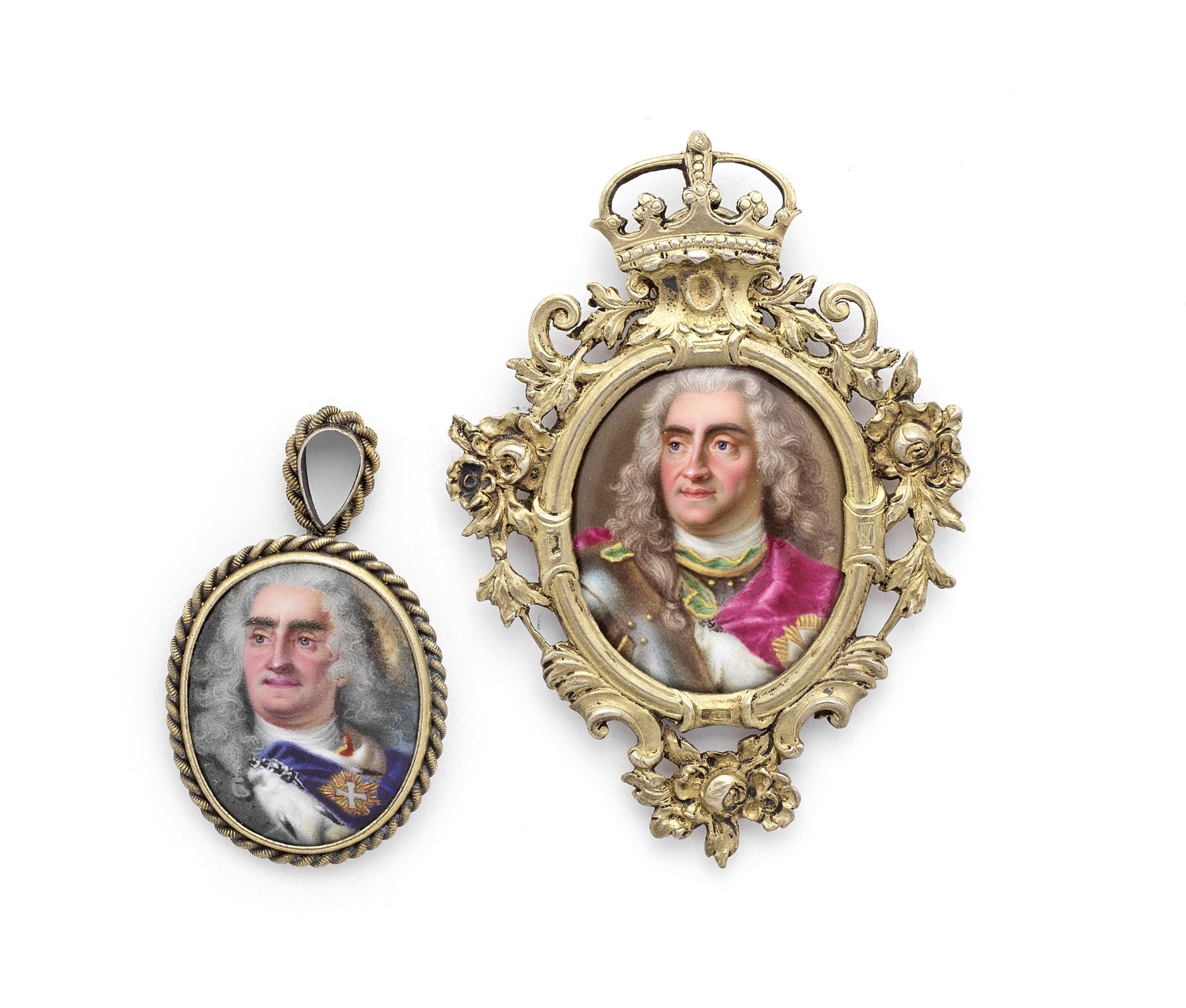 Two miniature portraits of Augustus the Strong (1670-1733), Elector of Saxony and King of Poland,...