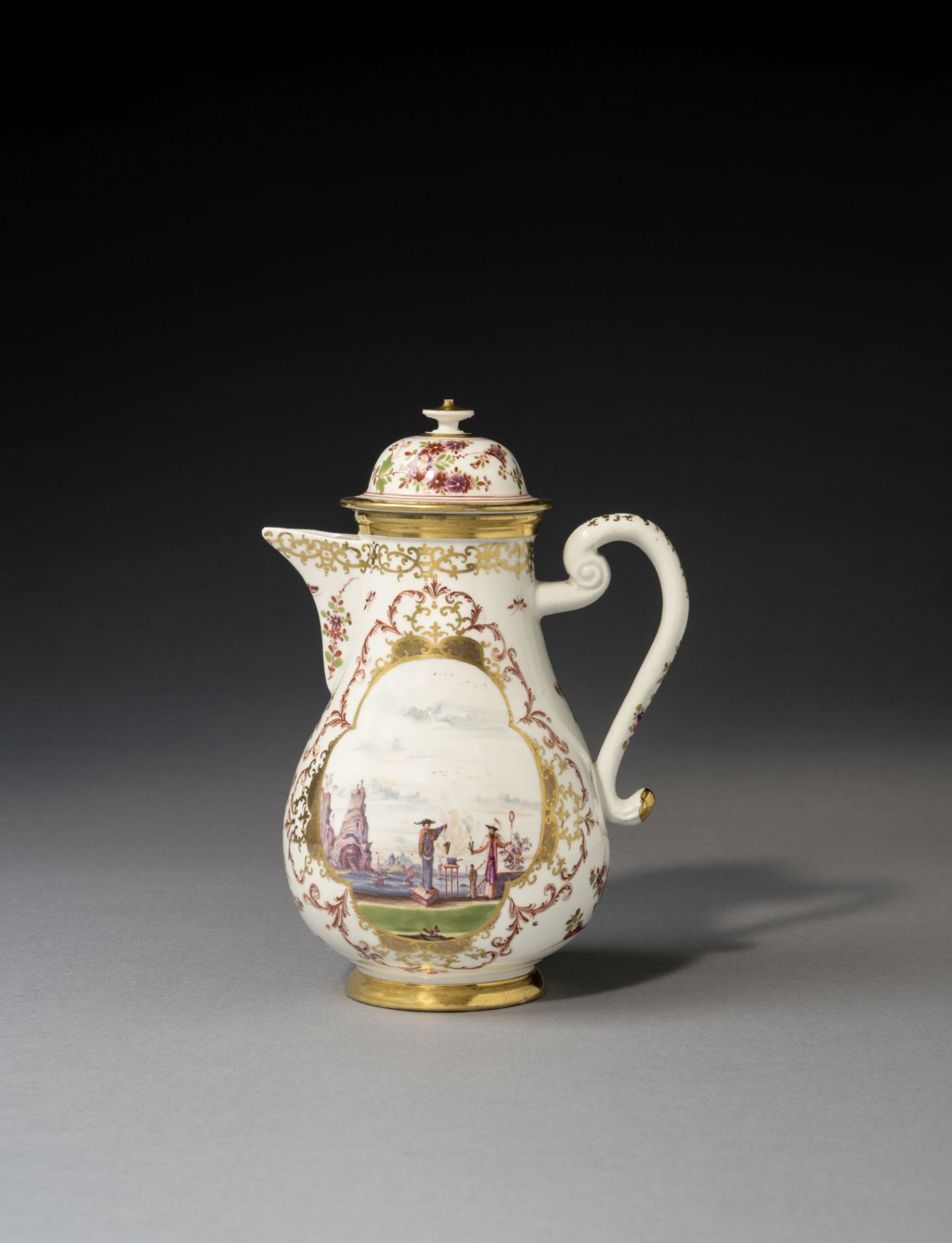 A Meissen coffee pot and cover, circa 1725