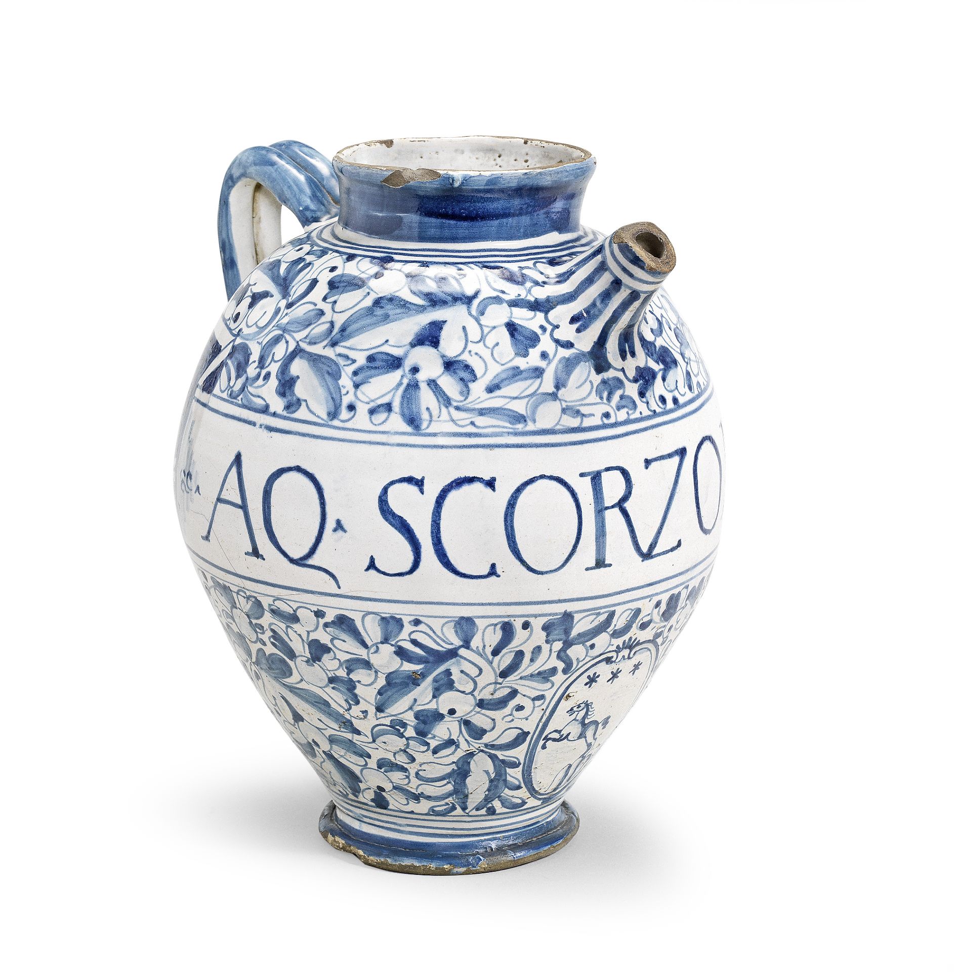 A large Italian Maiolica wet drug jar, possibly Rome, late 16th century