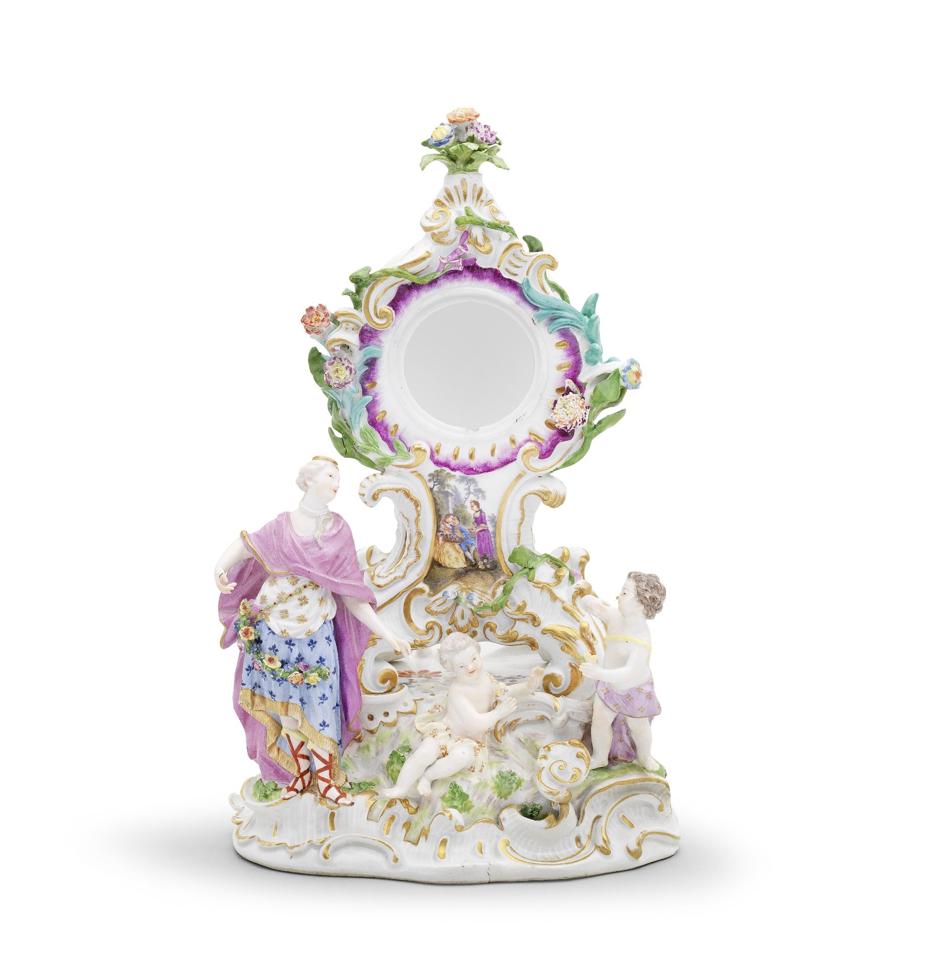 A Meissen clock case and base, circa 1770