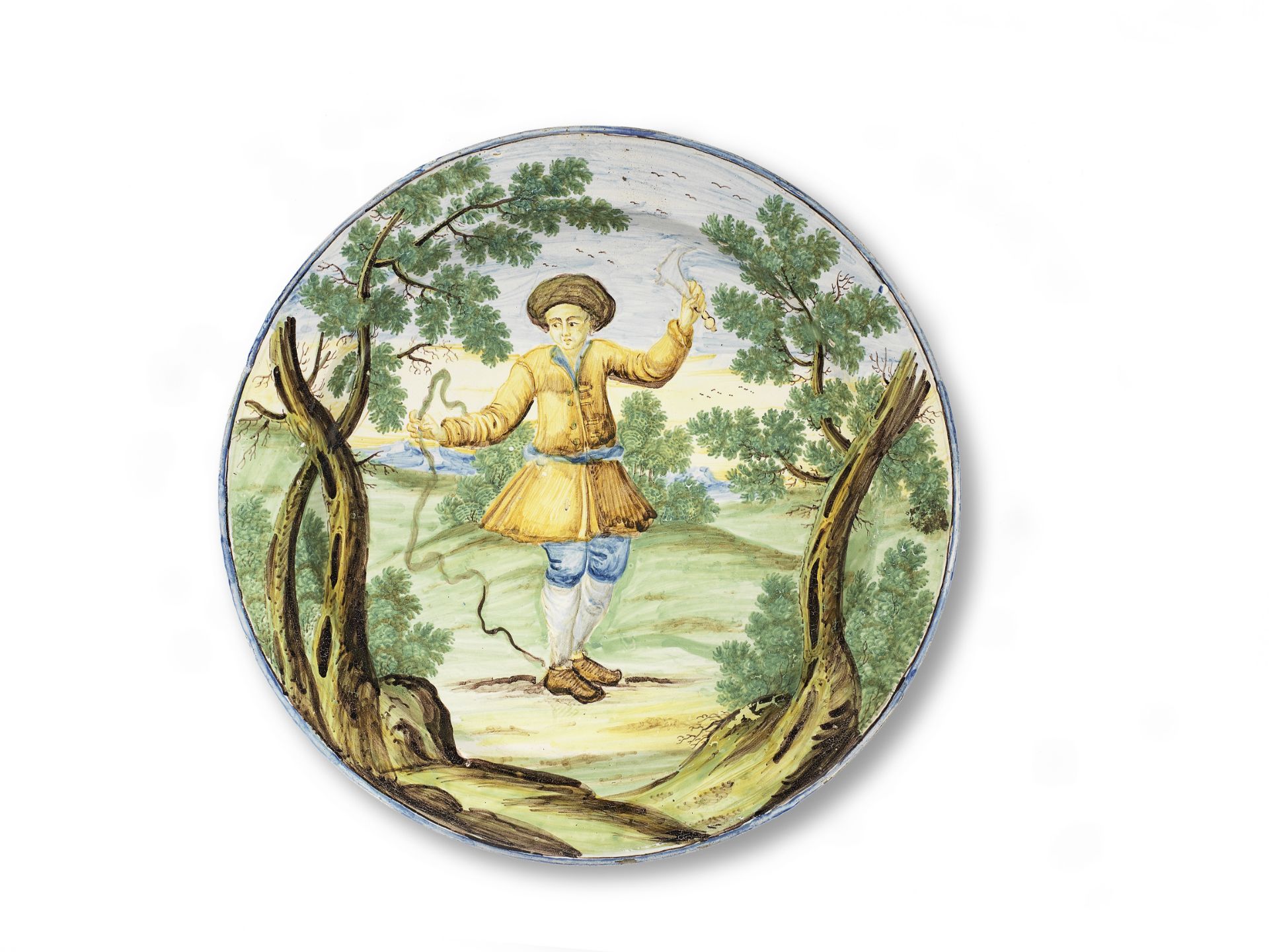 A Siena maiolica plate, probably workshop of Bartolomeo Terchi, circa 1730