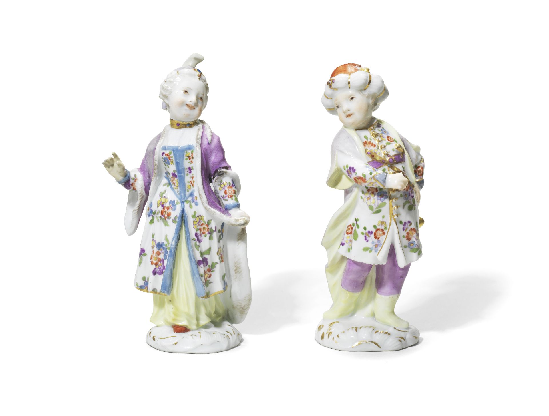 A pair of Meissen figures of children in Turkish costume, circa 1756-60