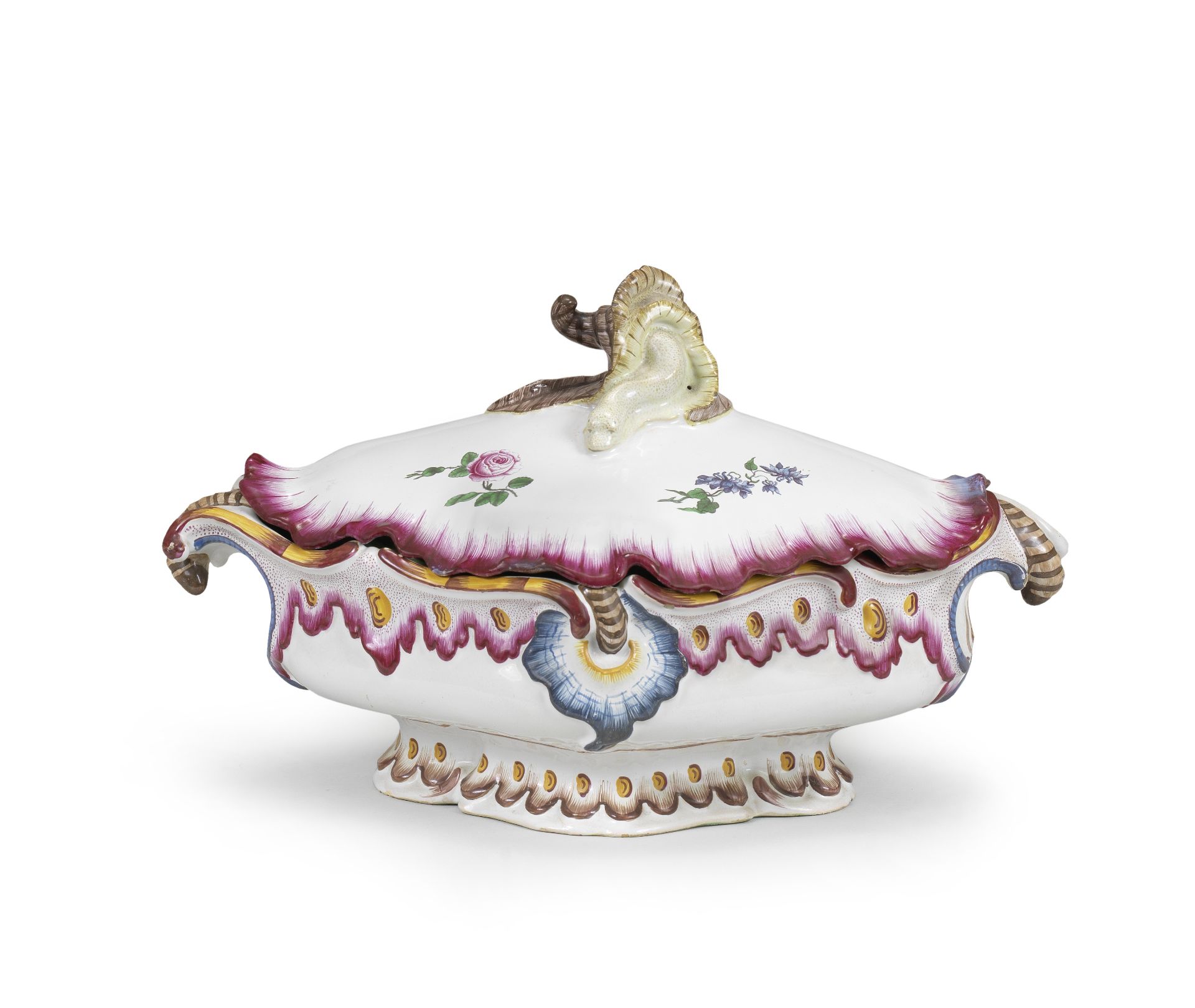 A Strasbourg faience tureen and cover, circa 1750