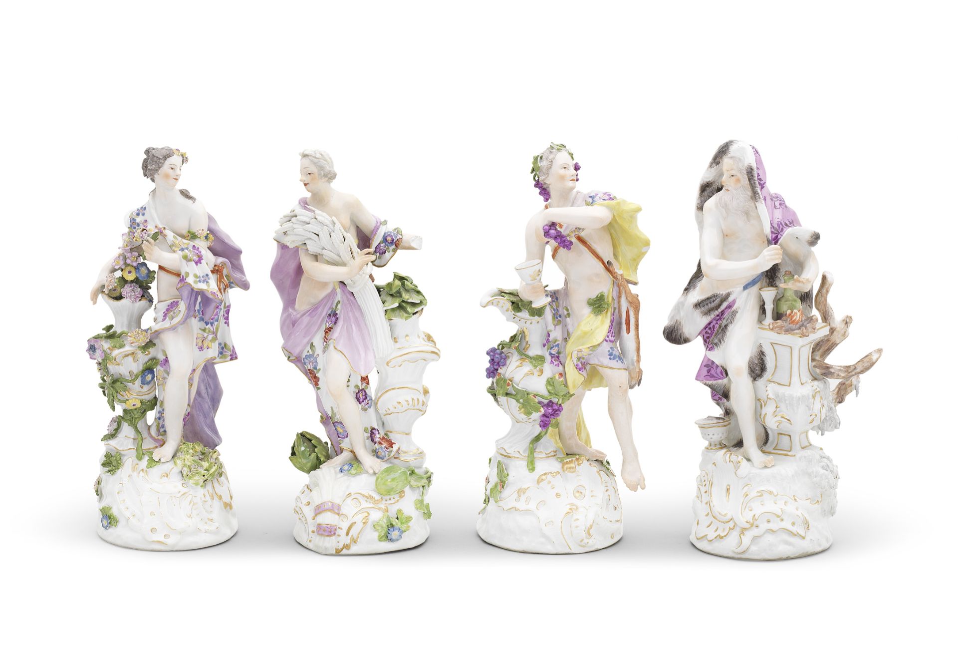 A set of Meissen figures emblematic of the Four Seasons, circa 1760