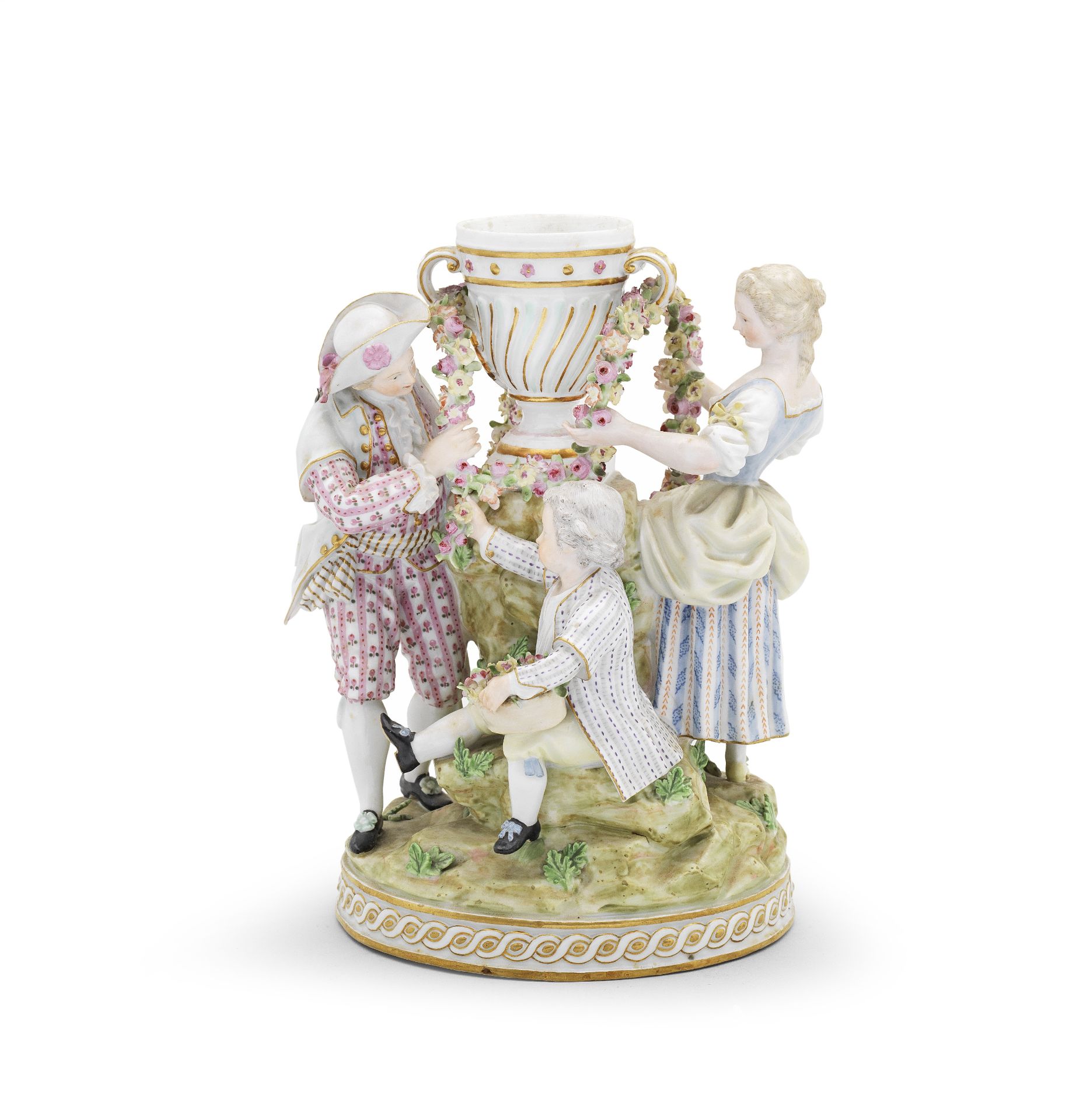 A Marcolini Meissen group of a couple with a child, late 18th century