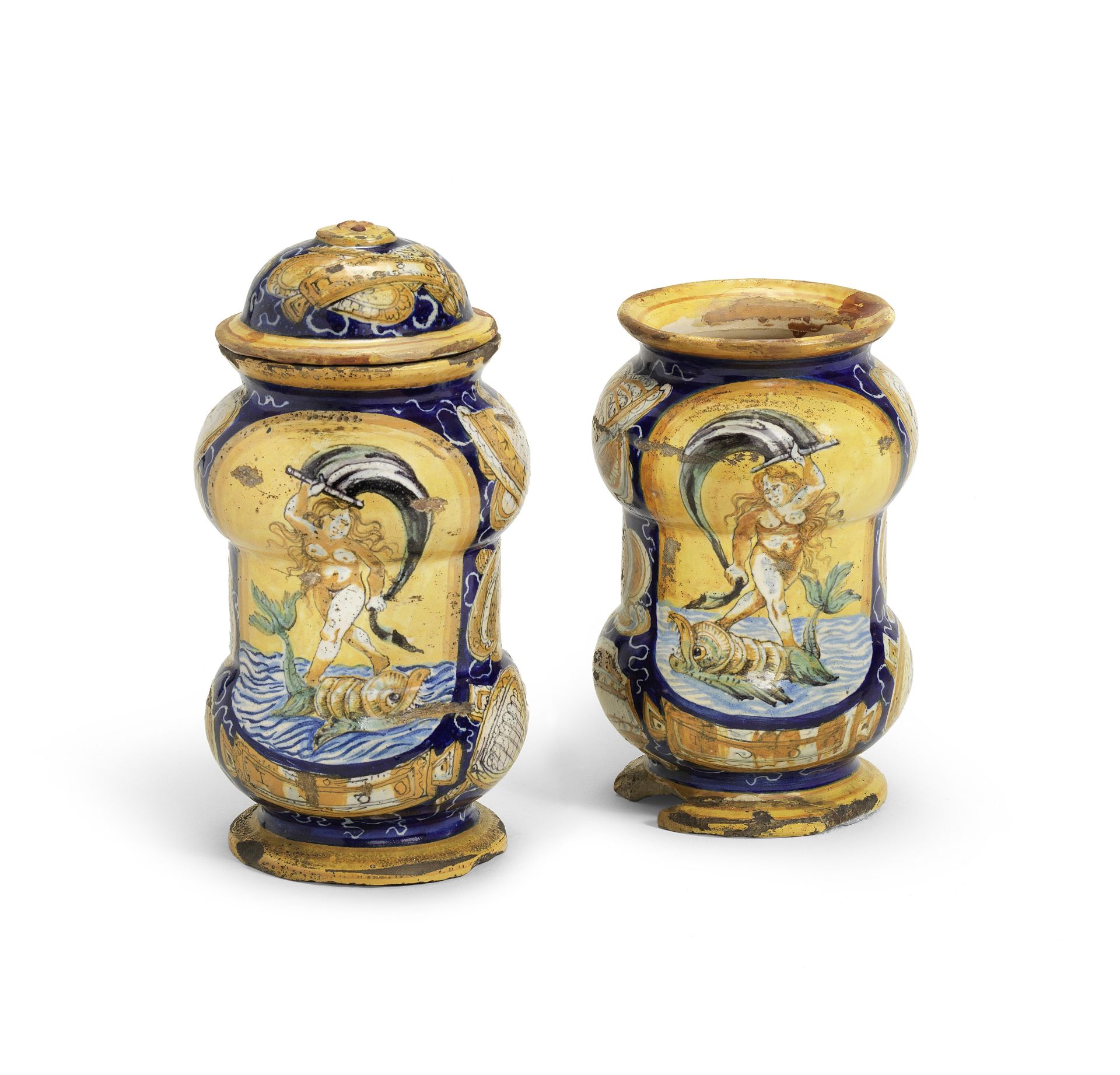 A Pair of Italian Maiolica Albarelli, 19th Century