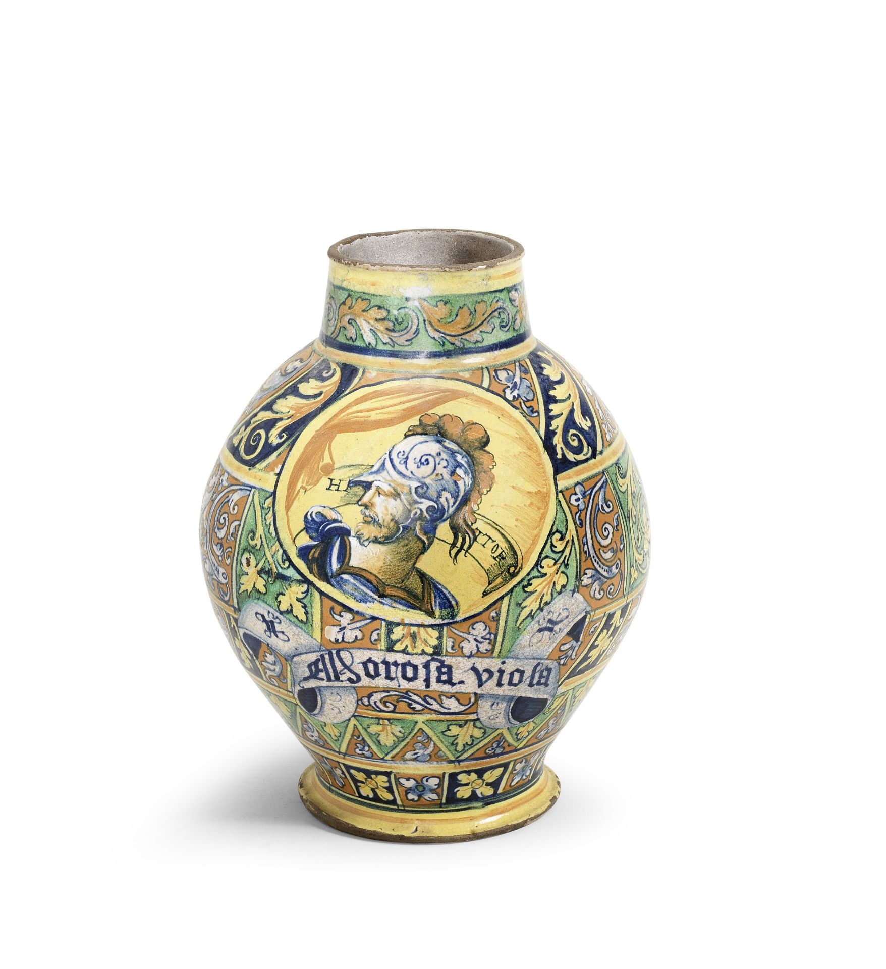 A Faenza Maiolica Apothecary Jar, circa 1545-50