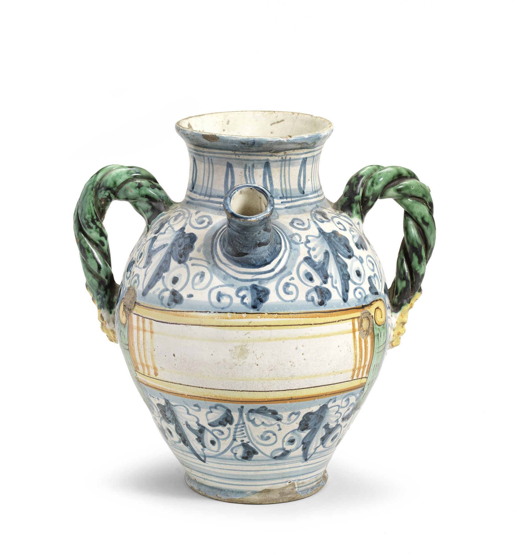 A large Montelupo maiolica wet drug jar, late 16th or early 17th century