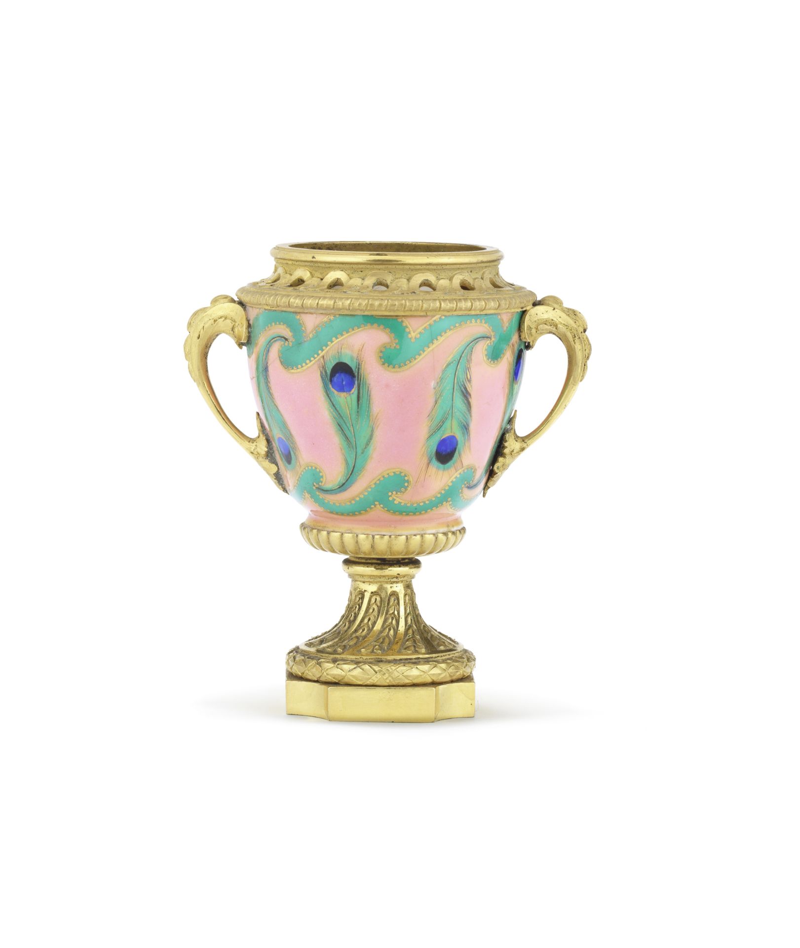 A very rare Sèvres pink-ground cup, circa 1759, mounted in the 19th century