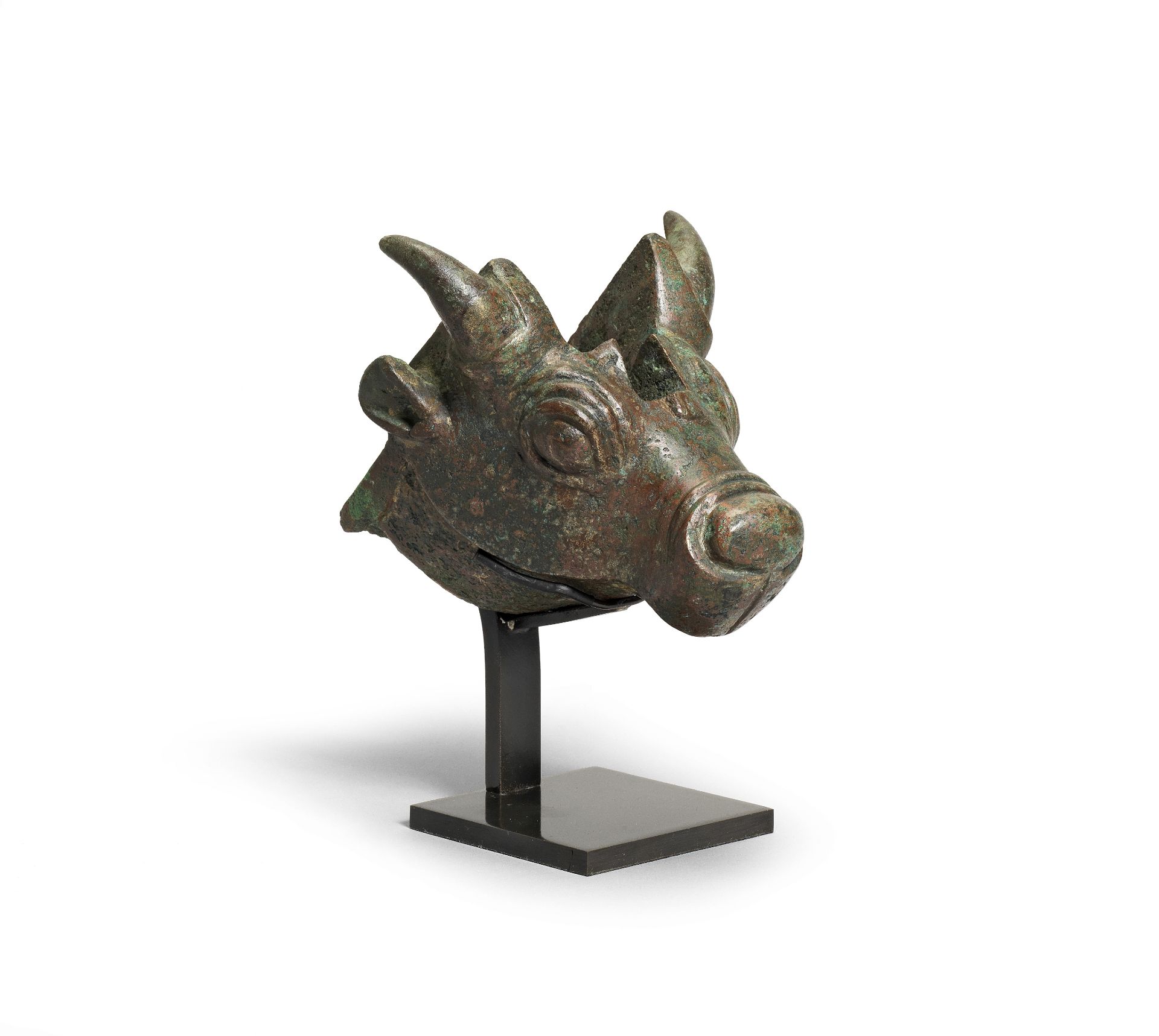 A South Arabian bronze bull's head attachment