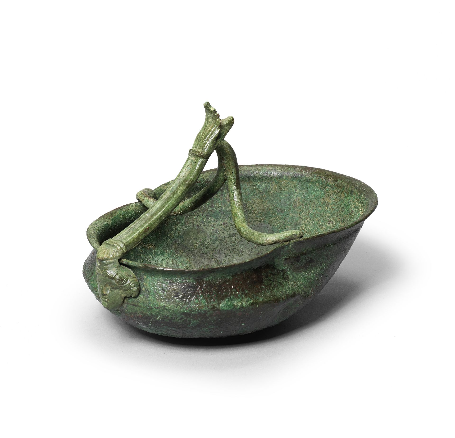 A Roman bronze libation bowl