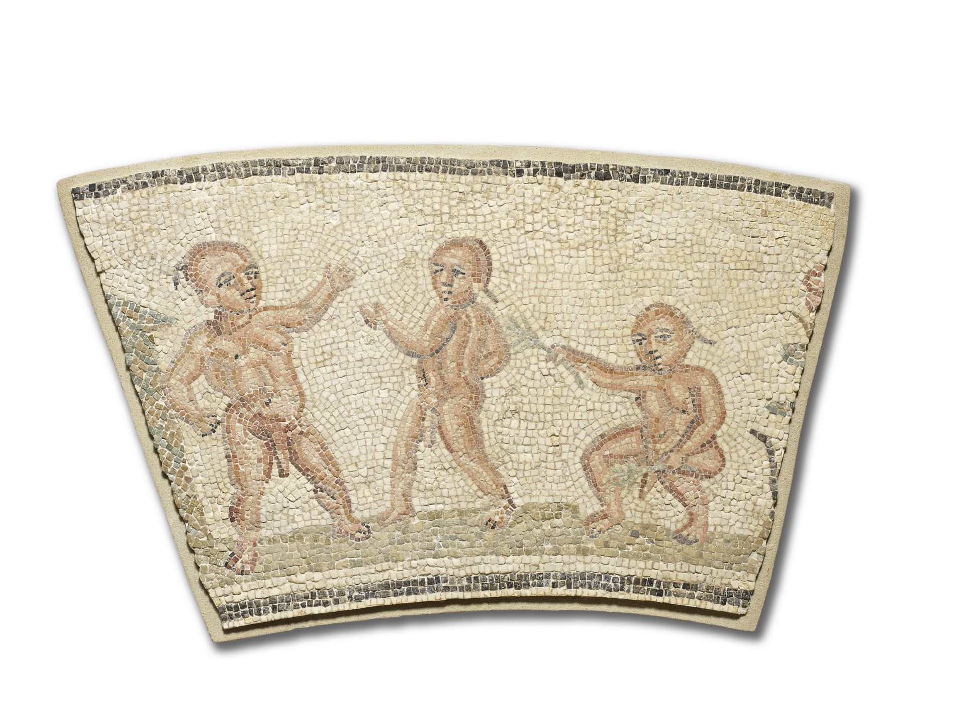 A group of three Roman Nilotic marble mosaic panels