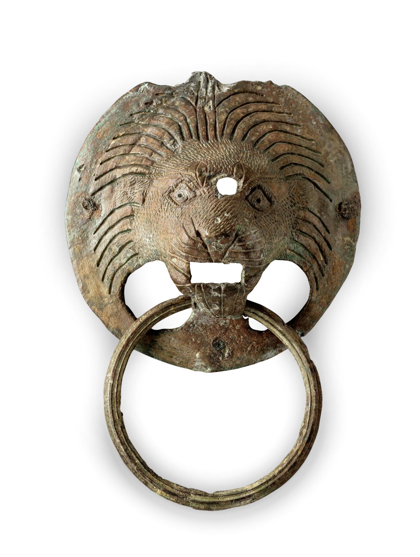 Three Roman bronze lion-headed handles 3