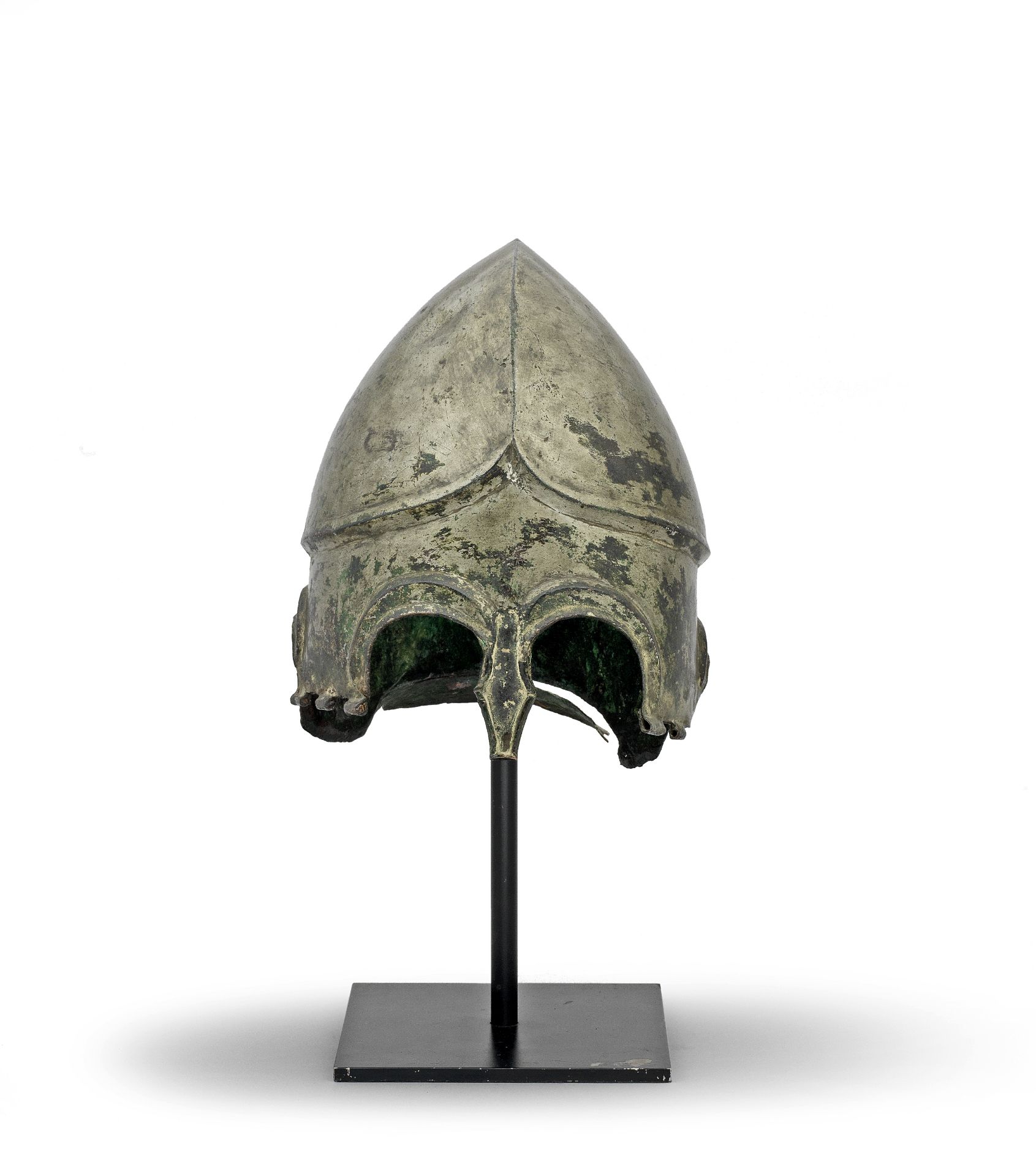 A Greek tinned bronze Chalcidian helmet