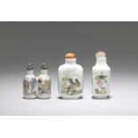 Three enamelled snuff bottles Daoguang seal marks and of the period and Guangxu four-character ma...