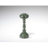 A sectional spinach jade hat stand and cover (4)