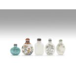 A group of five glass snuff bottles 20th century (10)