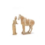 A painted pottery model of a horse and foreign groom Tang Dynasty (2)