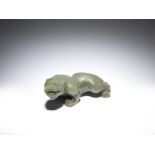 A green jade carving of a bixie 20th century