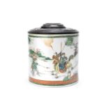 A large famille verte brushpot Late Qing Dynasty
