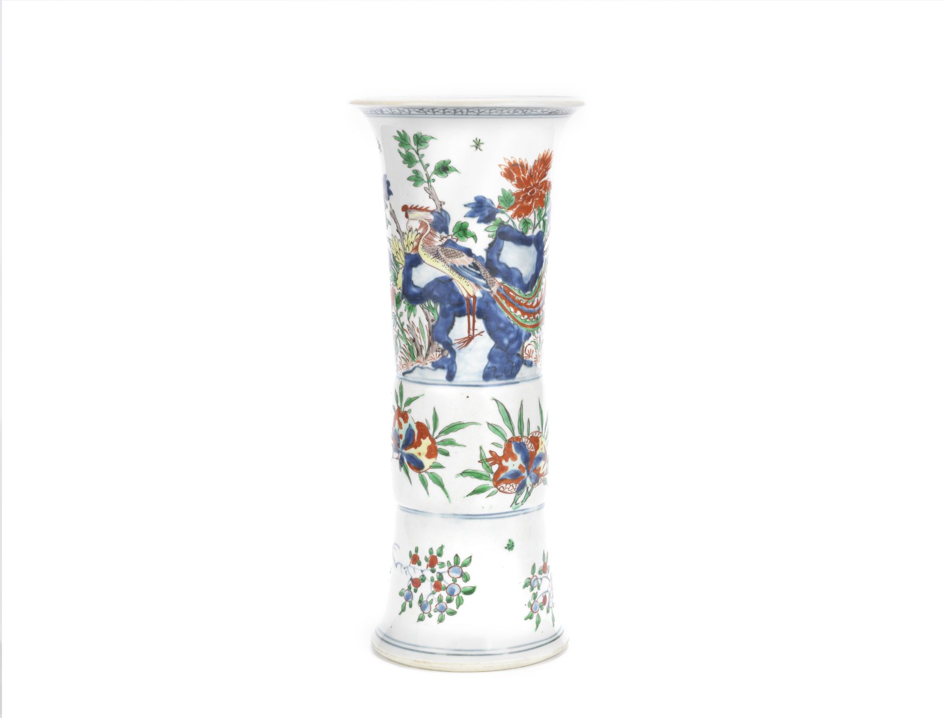 A Wucai sleeve vase, gu Shunzhi