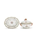 A famille rose export tureen, cover and stand 18th century (3)