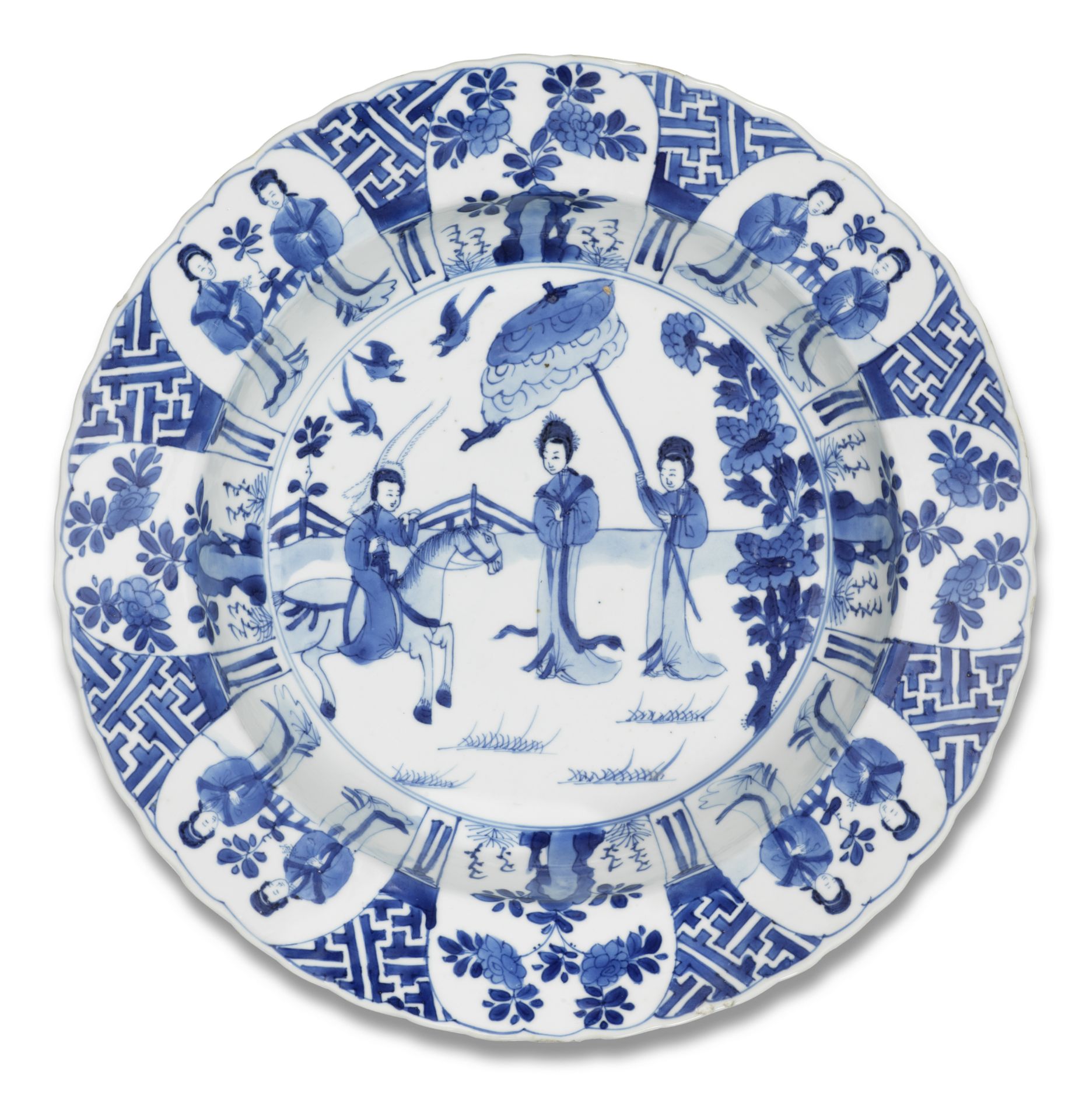 A blue and white 'ladies' basin Kangxi six-character mark and of the period