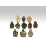 Eleven hardstone snuff bottles Late Qing Dynasty (16)