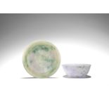 A jadeite dish and a jadeite bowl 19th century (4)