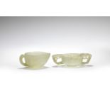 Two pale green jade cups Ming Dynasty and early Qing Dynasty (2)