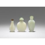 Three pale green jade snuff bottles 18th/19th century (6)