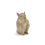 A large and rare grey pottery model of a long-eared owl Western Han Dynasty