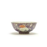 A purple ground 'Dayazhai' bowl Yongqing Changchun and Dayazhai iron-red marks, Late Qing Dynasty...