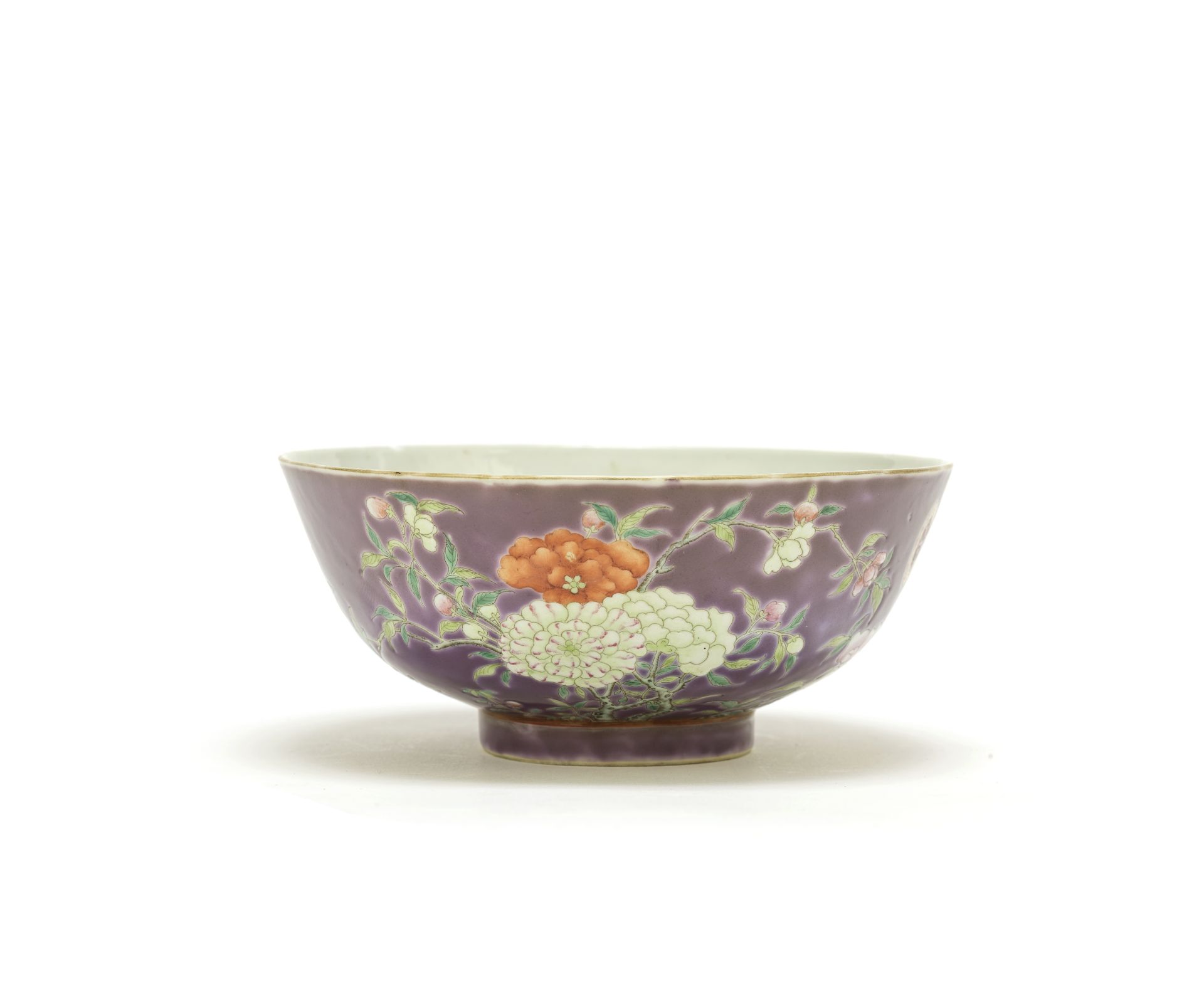 A purple ground 'Dayazhai' bowl Yongqing Changchun and Dayazhai iron-red marks, Late Qing Dynasty...