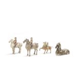 A group of pottery equestrians and a painted grey pottery recumbent horse Han Dynasty (6)