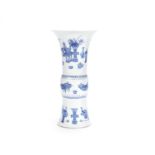 A blue and white 'Precious Objects and Antiques' beaker vase, gu Kangxi