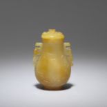 A yellow agate archaistic 'Scholars' vase and cover 18th/19th century (2)