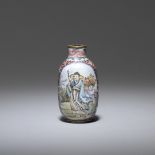 A painted enamel snuff bottle Qianlong four-character mark, late Qing Dynasty