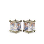 A pair of gilt-bronze mounted Chinese Imari square jardinieres The porcelain 18th century (2)