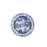 A blue and white 'Romance of the Western Chamber' basin Kangxi