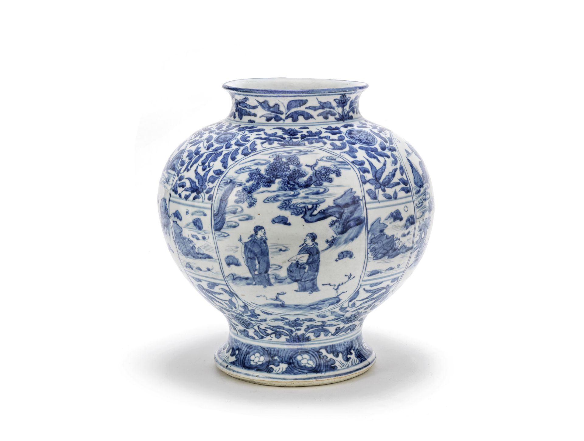 A large blue and white baluster jar Late Ming Dynasty