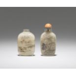 Two inside painted snuff bottles Attributed to Zhou Leyuan, one dated by inscription to Renchen y...