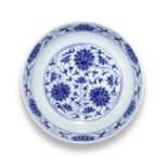 A blue and white 'lotus' dish Guangxu six-character mark