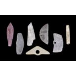 A group of seven stone and jade ritual blades Neolithic Period to Zhou Dynasties (7)