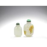 A white and russet jade snuff bottle and a white jade bottle 20th century (4)