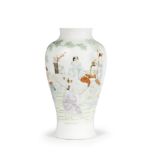 A fine famille rose figural vase Qianlong seal mark, Republic Period