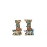 A matched pair of polychrome 'water buffalo and pine' spill vases Qianlong (2)